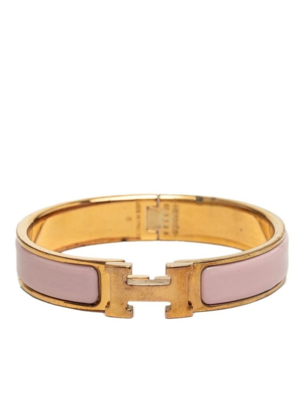 Hermes Clic H PM Bracelet Gold Pink Plated Enamel